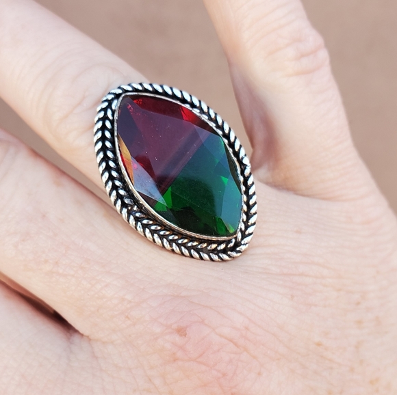 New Bi-Color Tourmaline 925 Silver Ring. - Picture 6 of 14